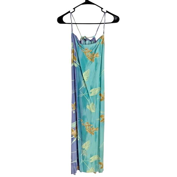 Y2K Mermaid Dress M Boho Fairy Blue Purple Tropical Beach Spaghetti Strap Cotton - Picture 2 of 10